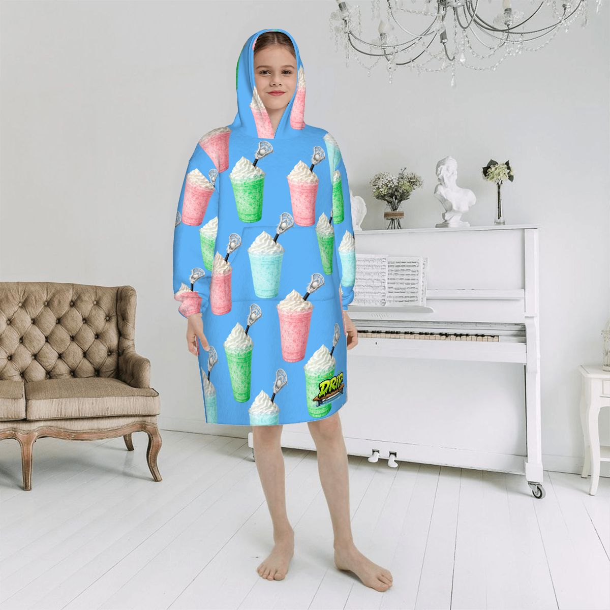 Youth Blanket Sweatshirt - Ice Cream Lacrosse Blue