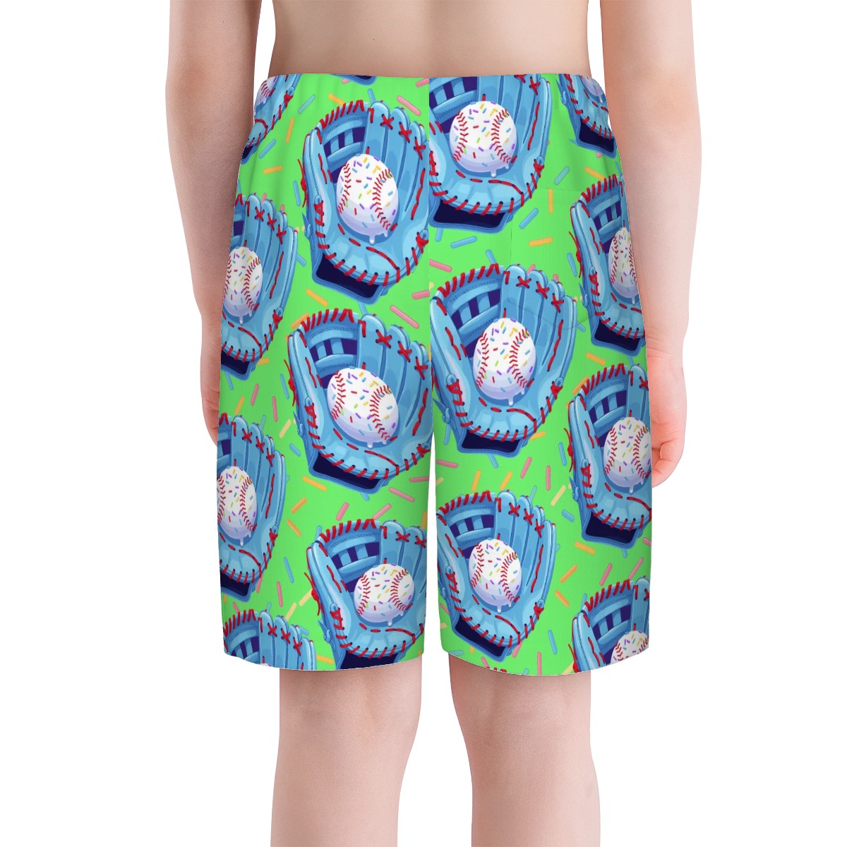 Youth Swim Shorts - Baseball Sprinkles Drip Hot Green