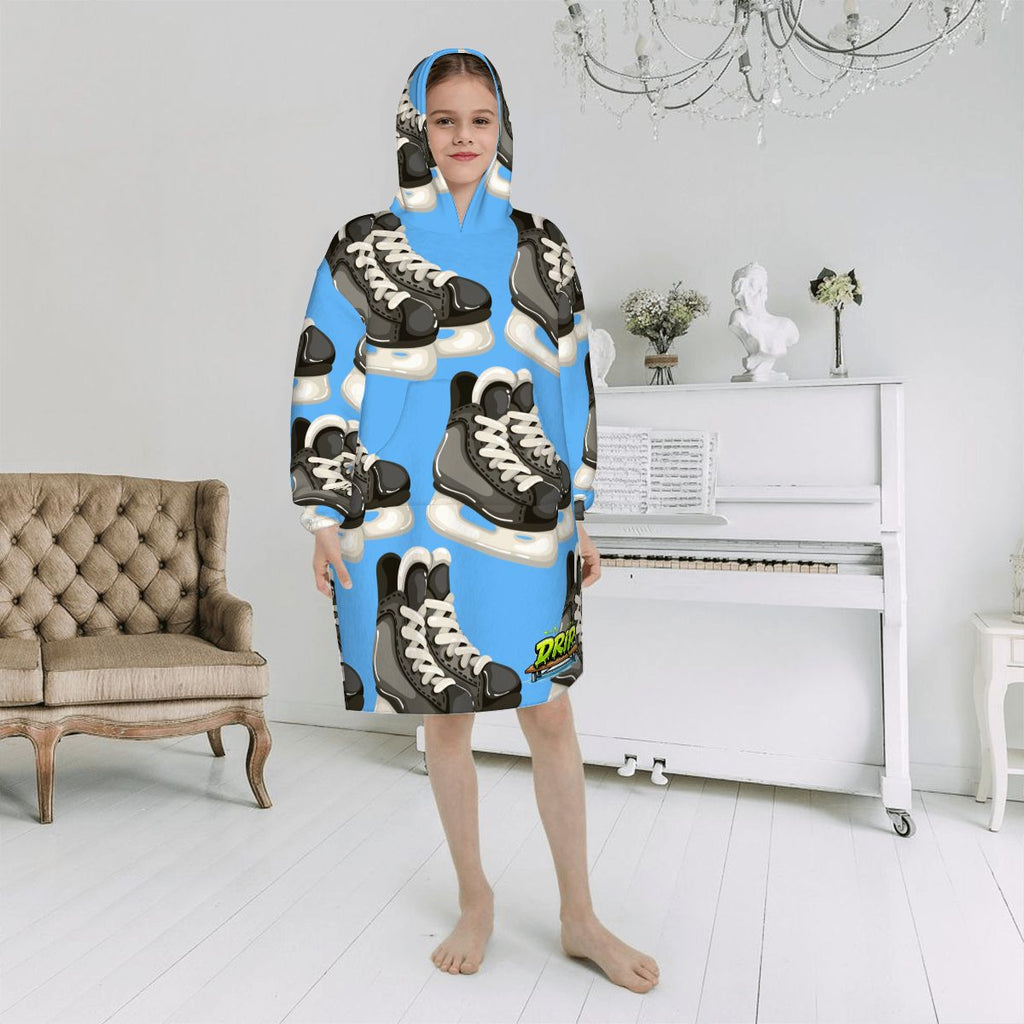 Youth Blanket Sweatshirt - Hockey Skates Blue