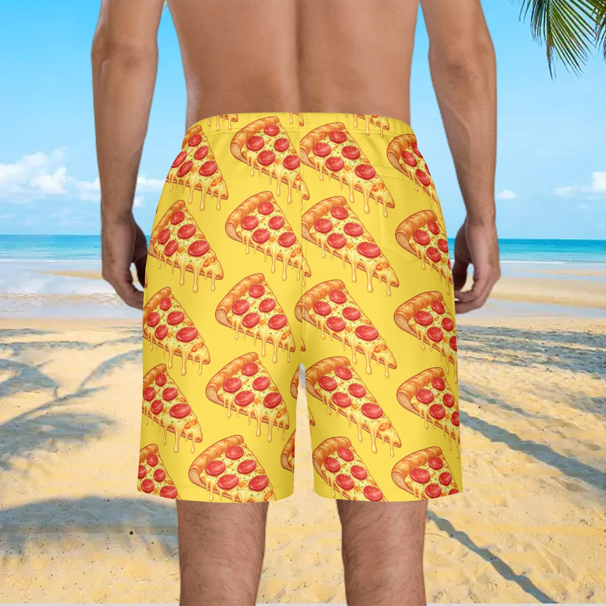 Men/Teen Swim Shorts - Pizza Yellow
