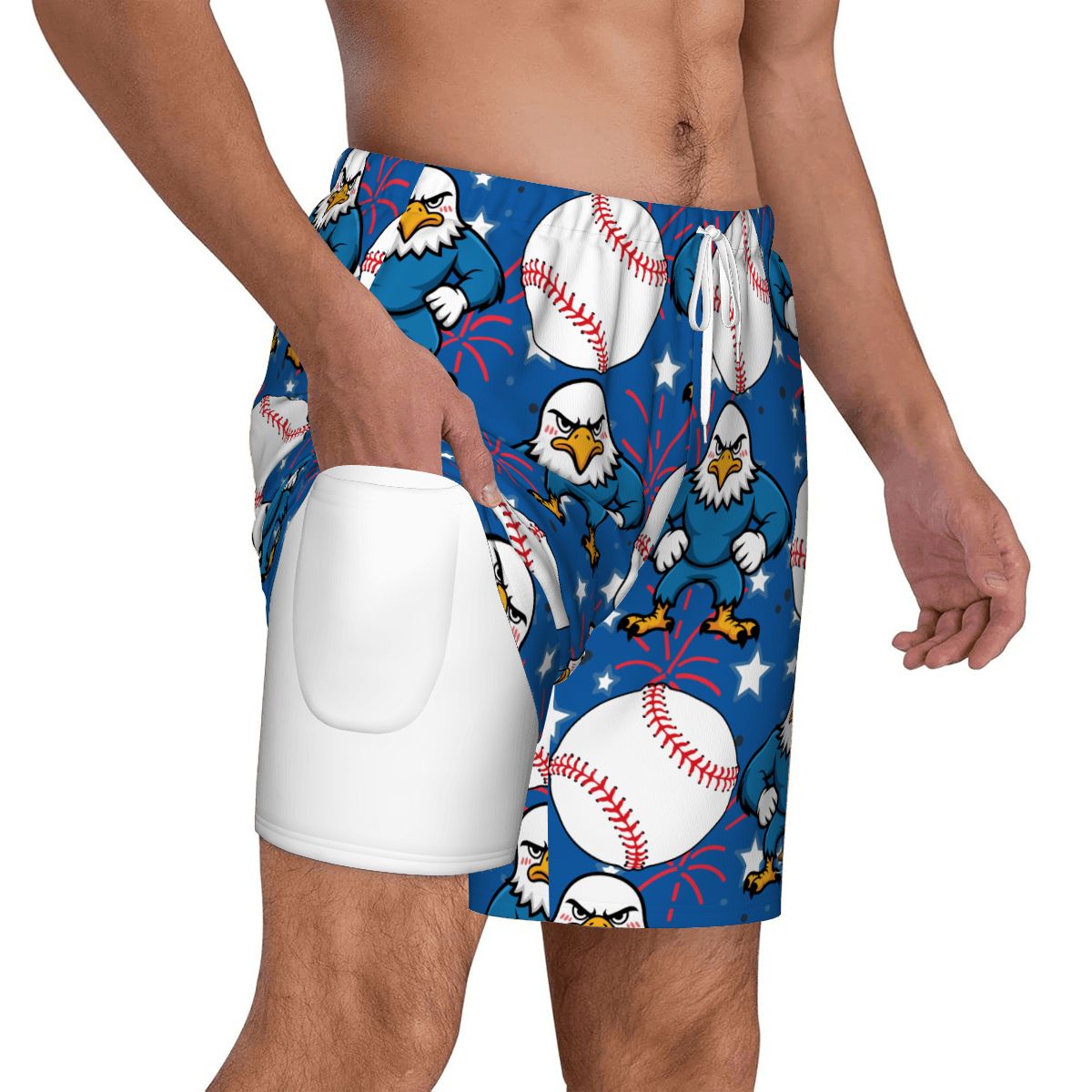 W2W Pro Mesh Hybrid Shorts - Stars and Strikes Dark Blue