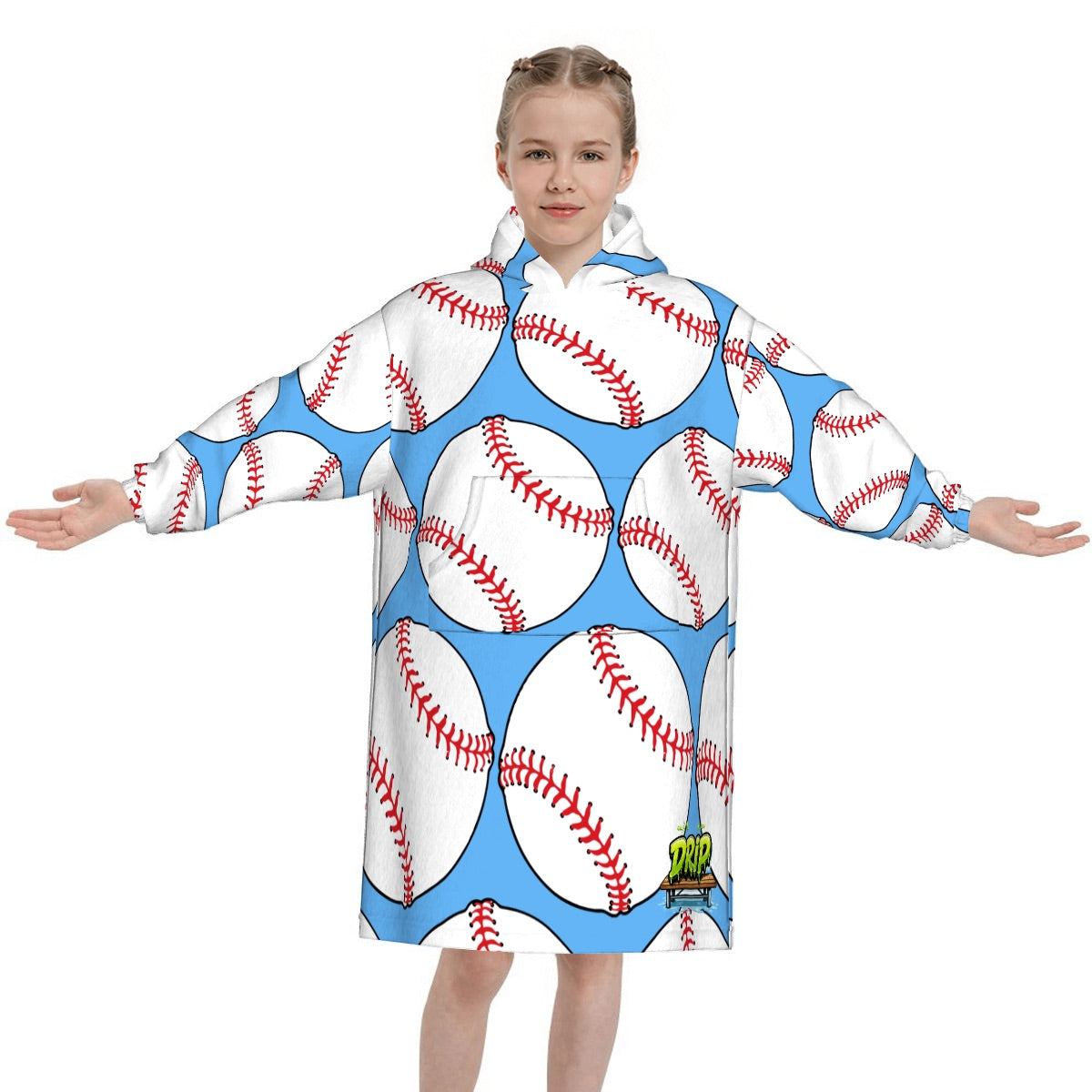 Youth Blanket Sweatshirt - Baseballs Classic Blue