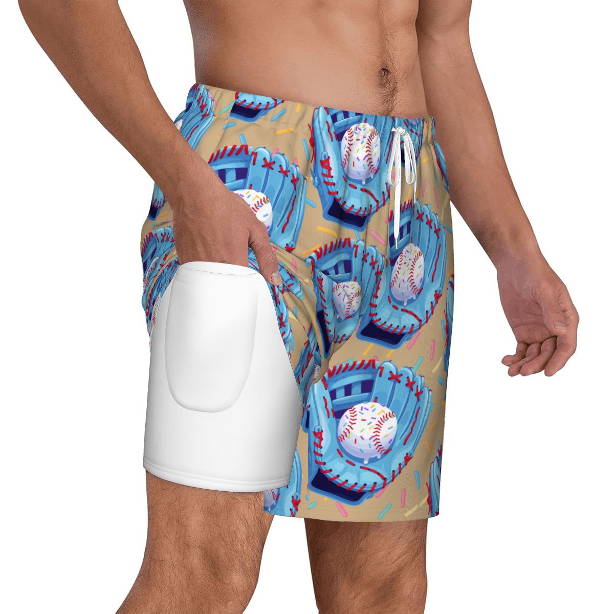 W2W Pro Mesh Hybrid Shorts - Baseball Sprinkles Drip Beige