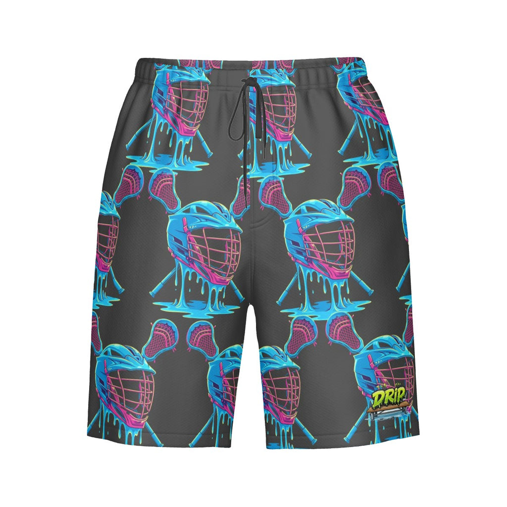 Men/Teen Swim Shorts - Lacrosse Helmet Sticks Charcoal