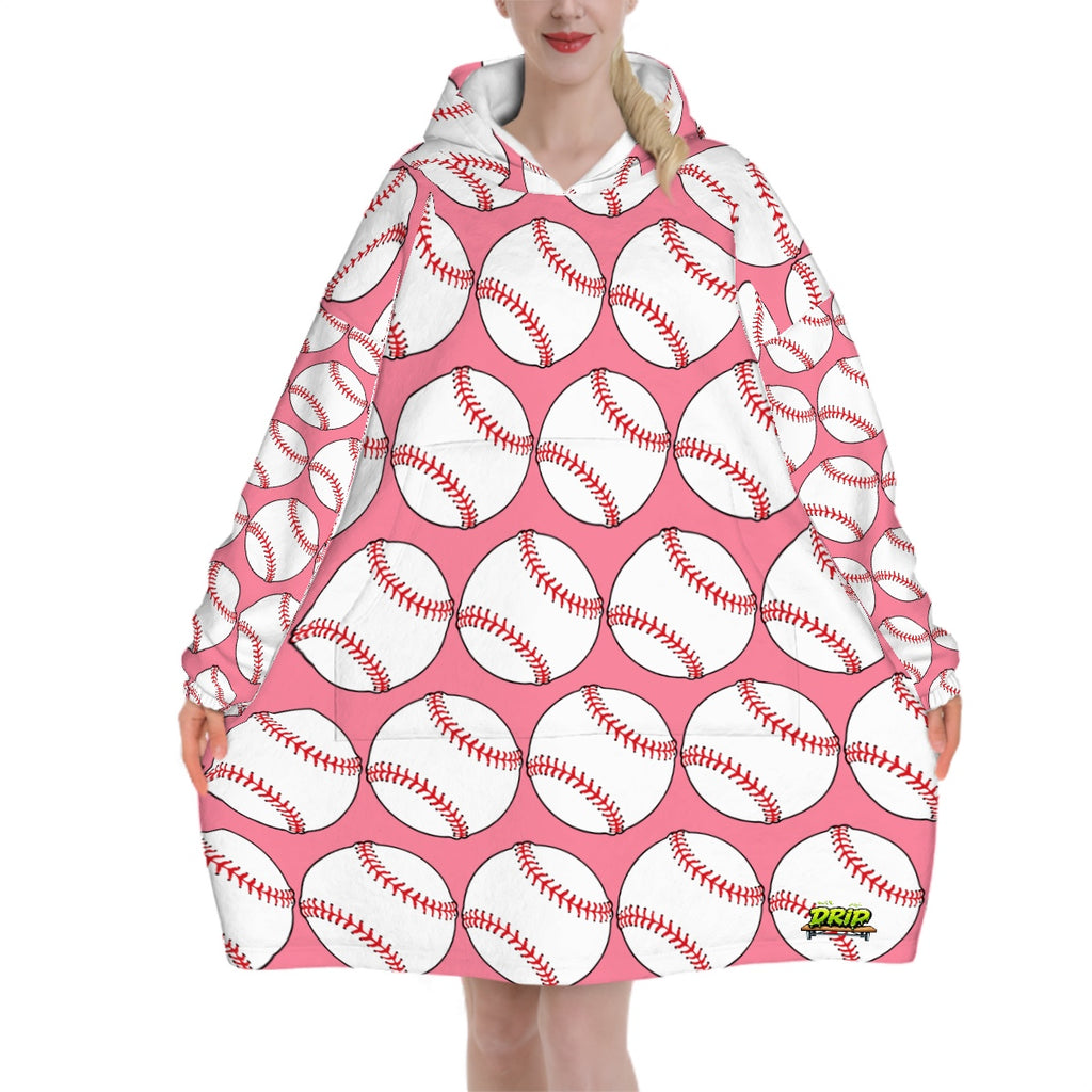 Adult Blanket Sweatshirt - Classic Baseball Pink