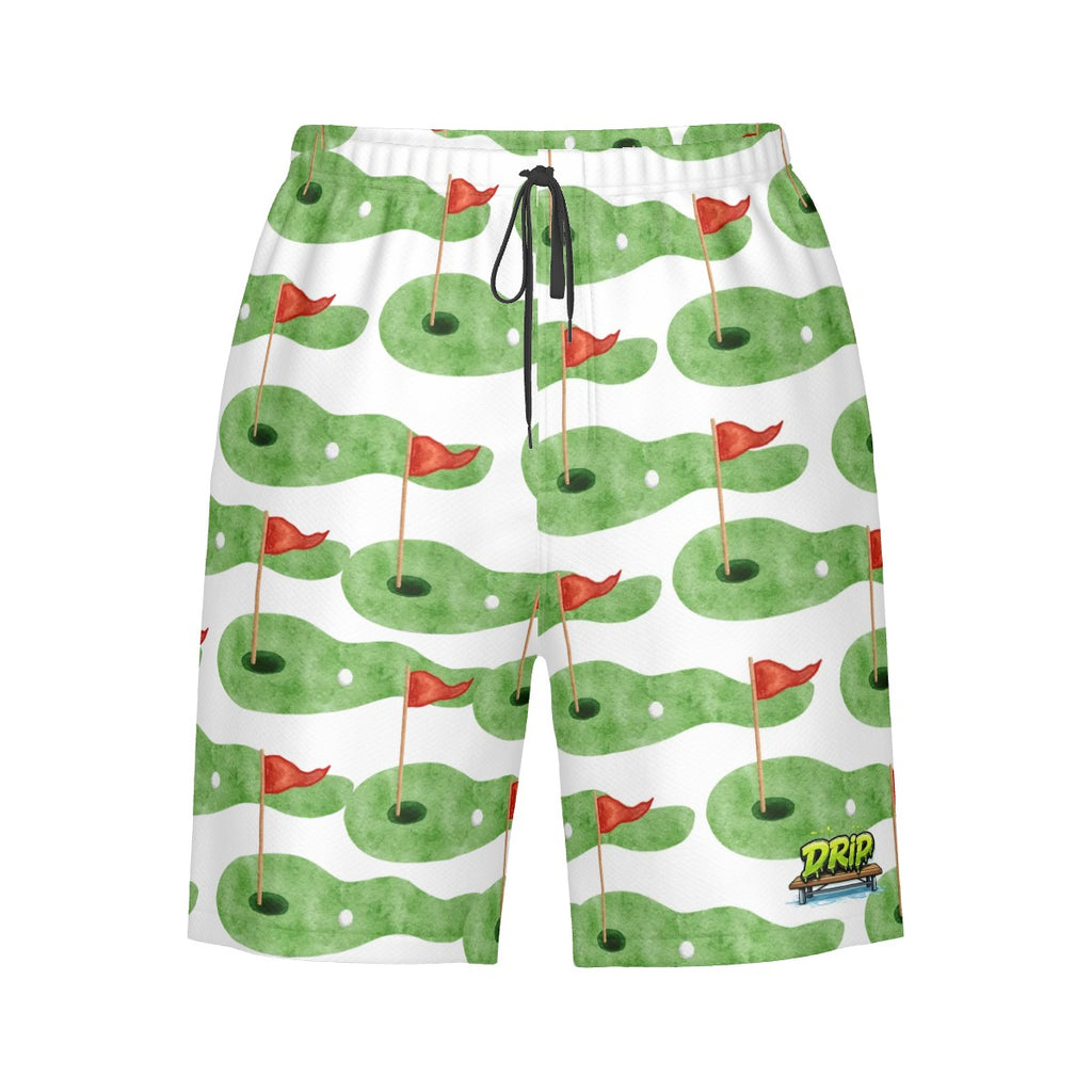 Water to Workout Hybrid Shorts - Golf Hole and Flag White