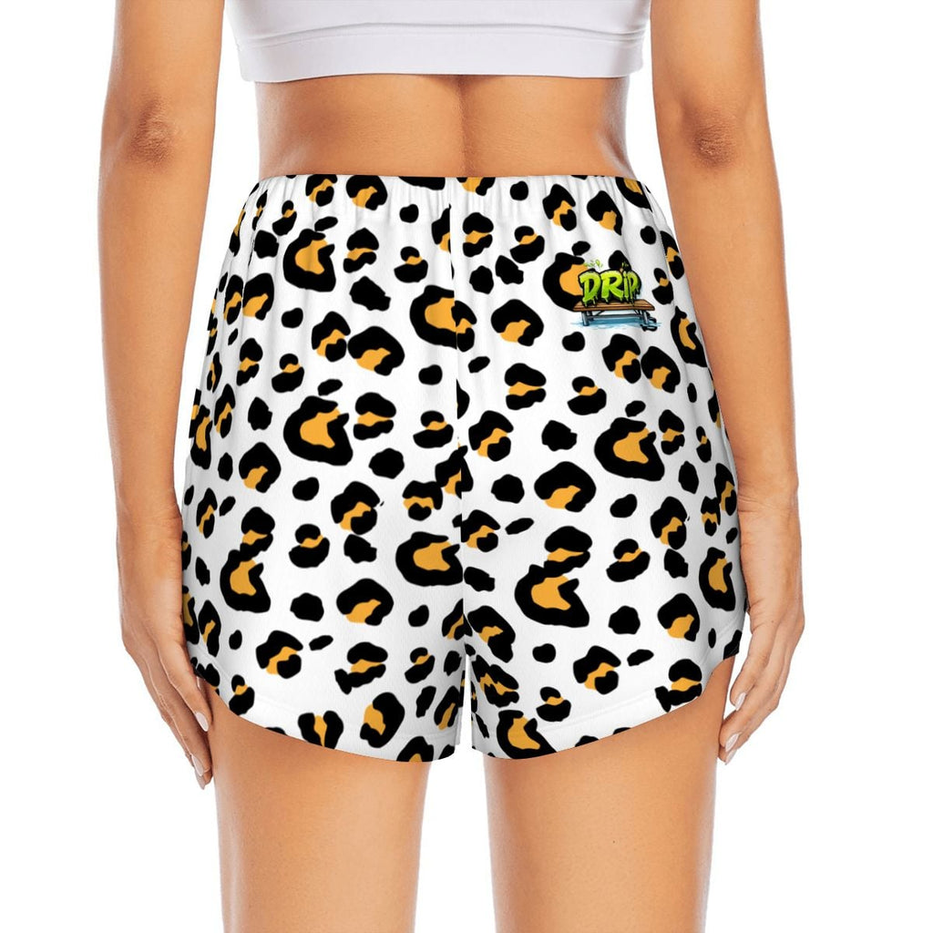 Drip Bench Women's Shorts - Leopard White