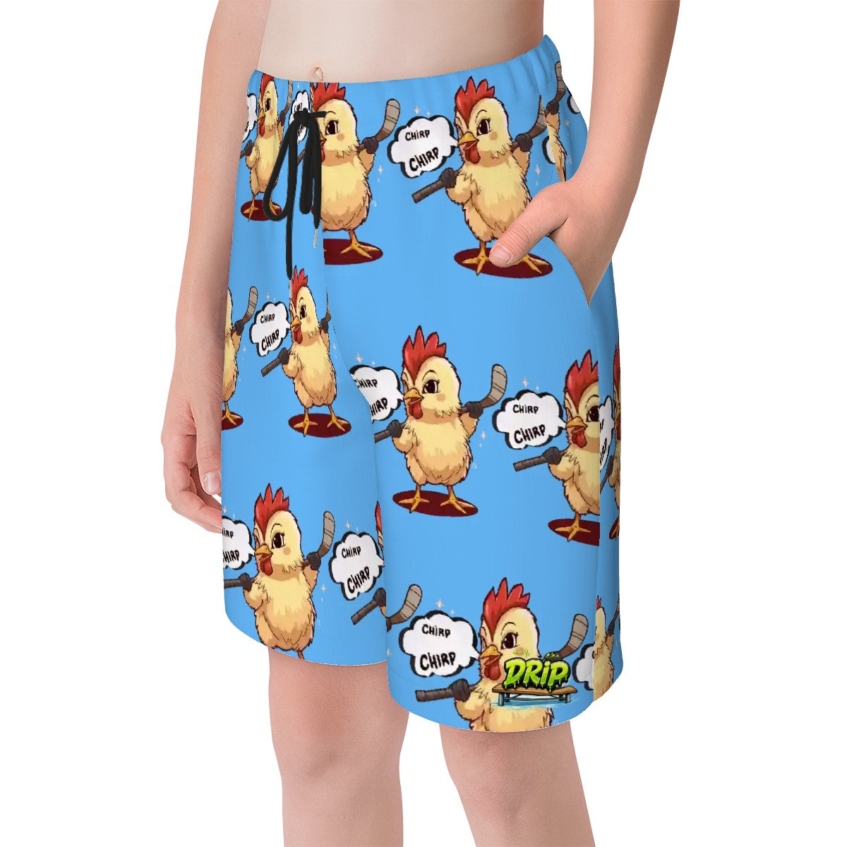 Youth Swim Shorts - Hockey Chirp Chirp Sky Blue