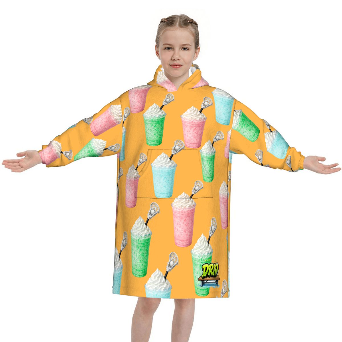 Youth Blanket Sweatshirt - Ice Cream Lacrosse Orange