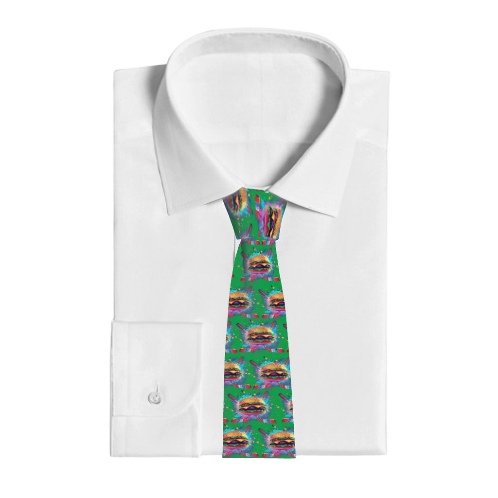 Game Day Tie - Cheeseburger and Hockey Sauce Classic Green