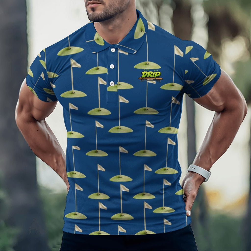 Uncle Golf Shirt - Hole Flag Sketch Navy