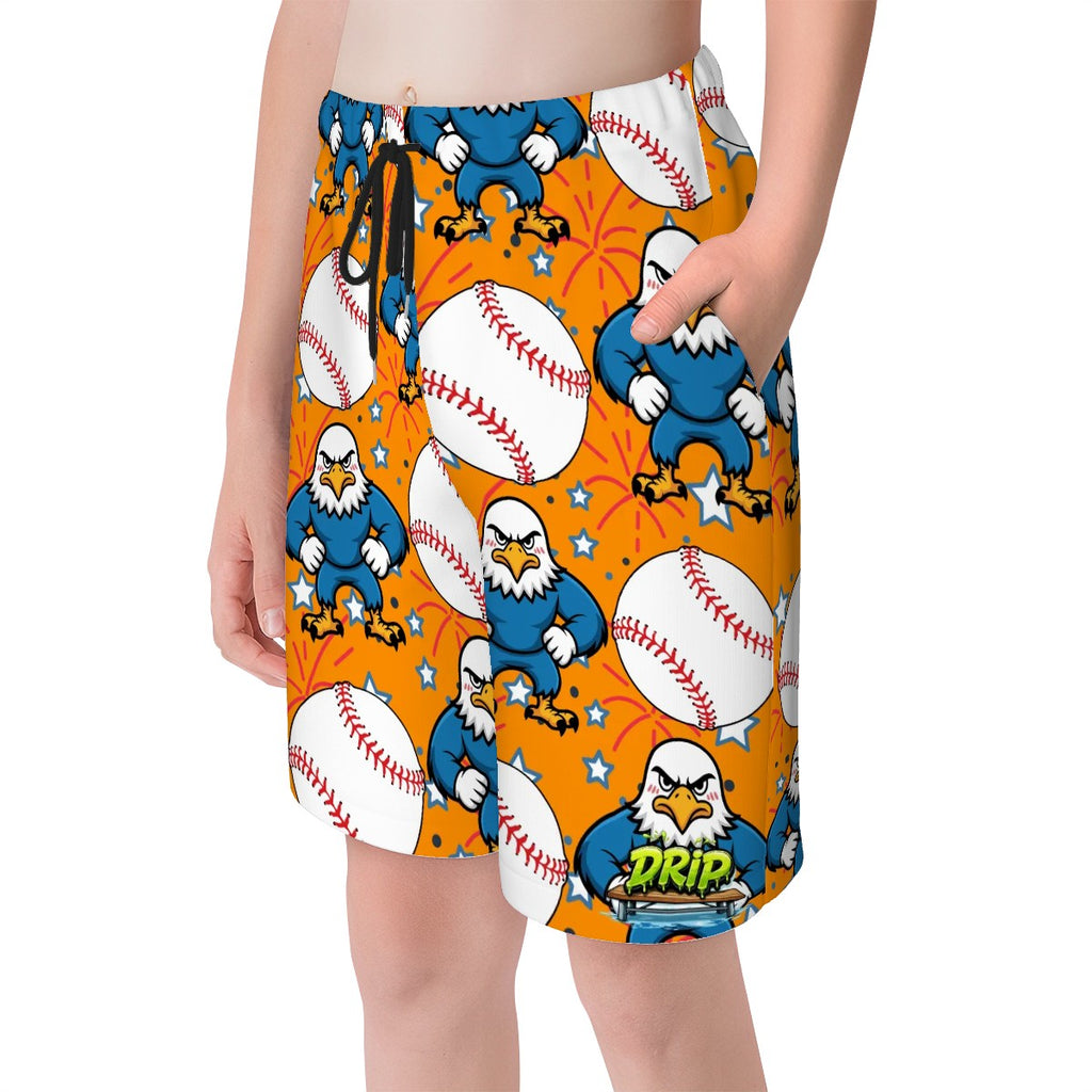 Youth Swim Shorts - Stars and Strikes Orange