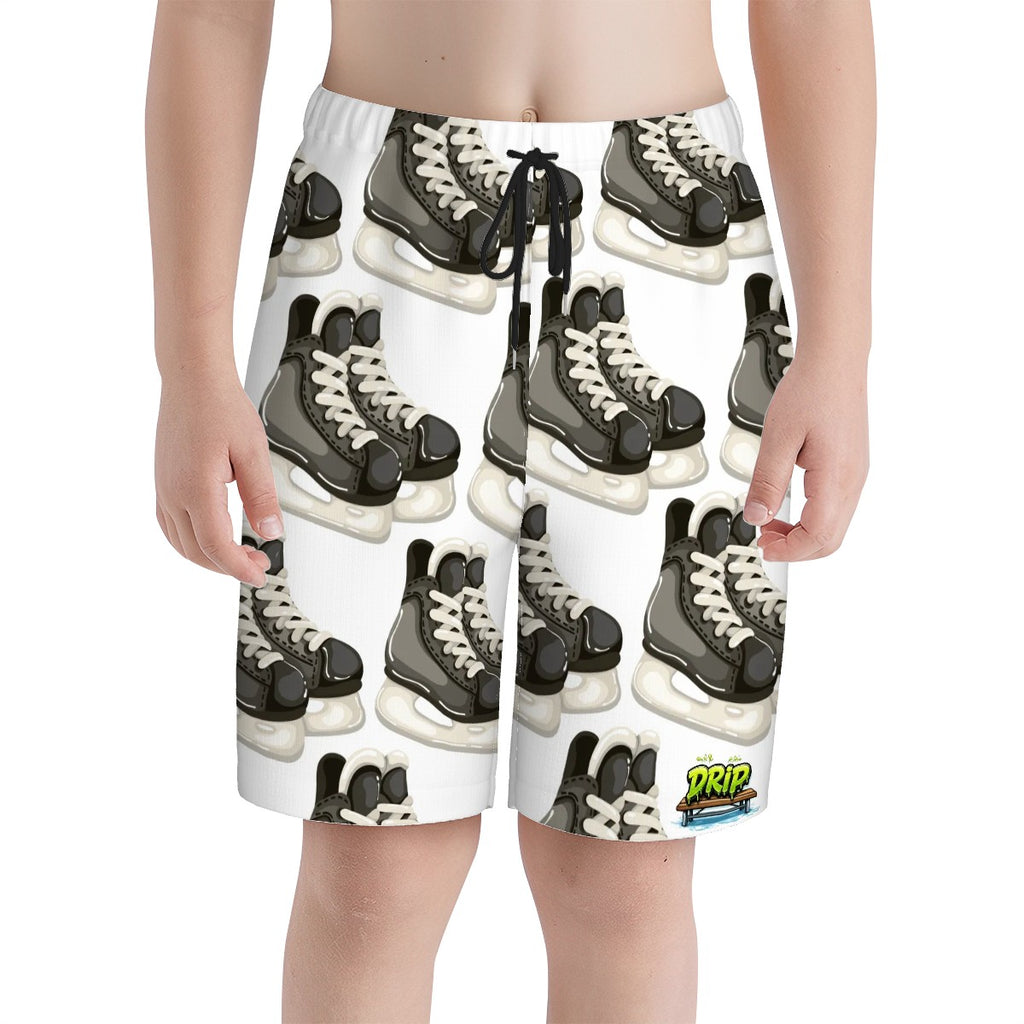 Youth Swim Shorts - Hockey Skates White