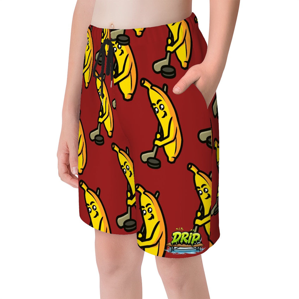 Youth Swim Shorts - Bananas for Hockey Classic Red