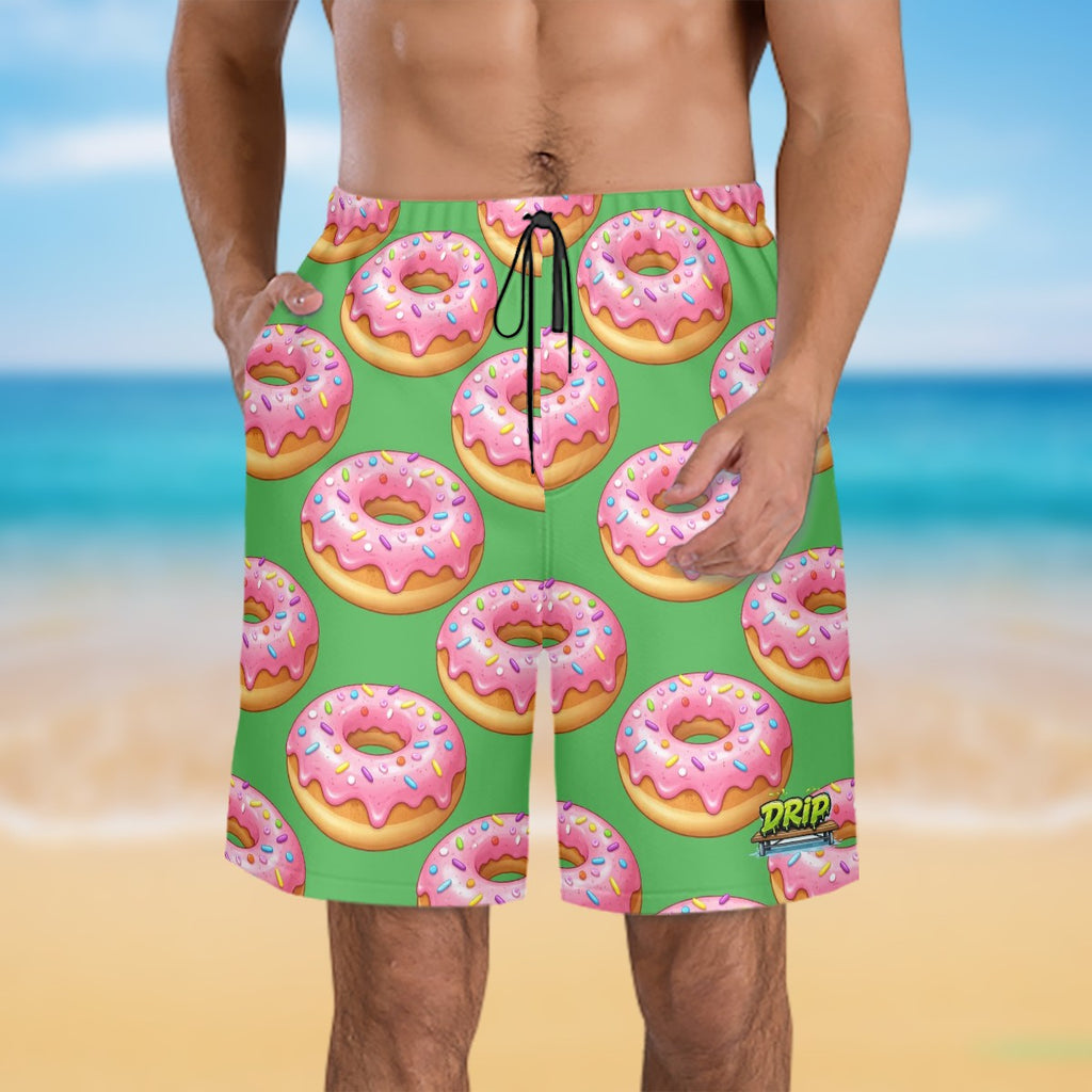 Men/Teen Swim Shorts - Donut Drip Green