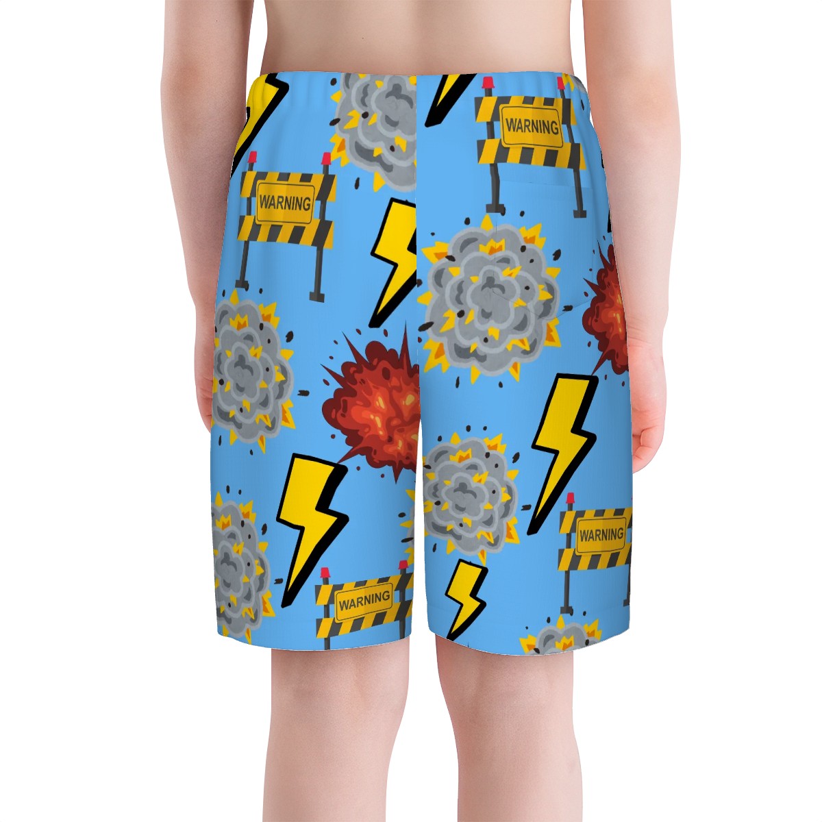 Youth Swim Shorts - I Come With a Warning Label Sky Blue