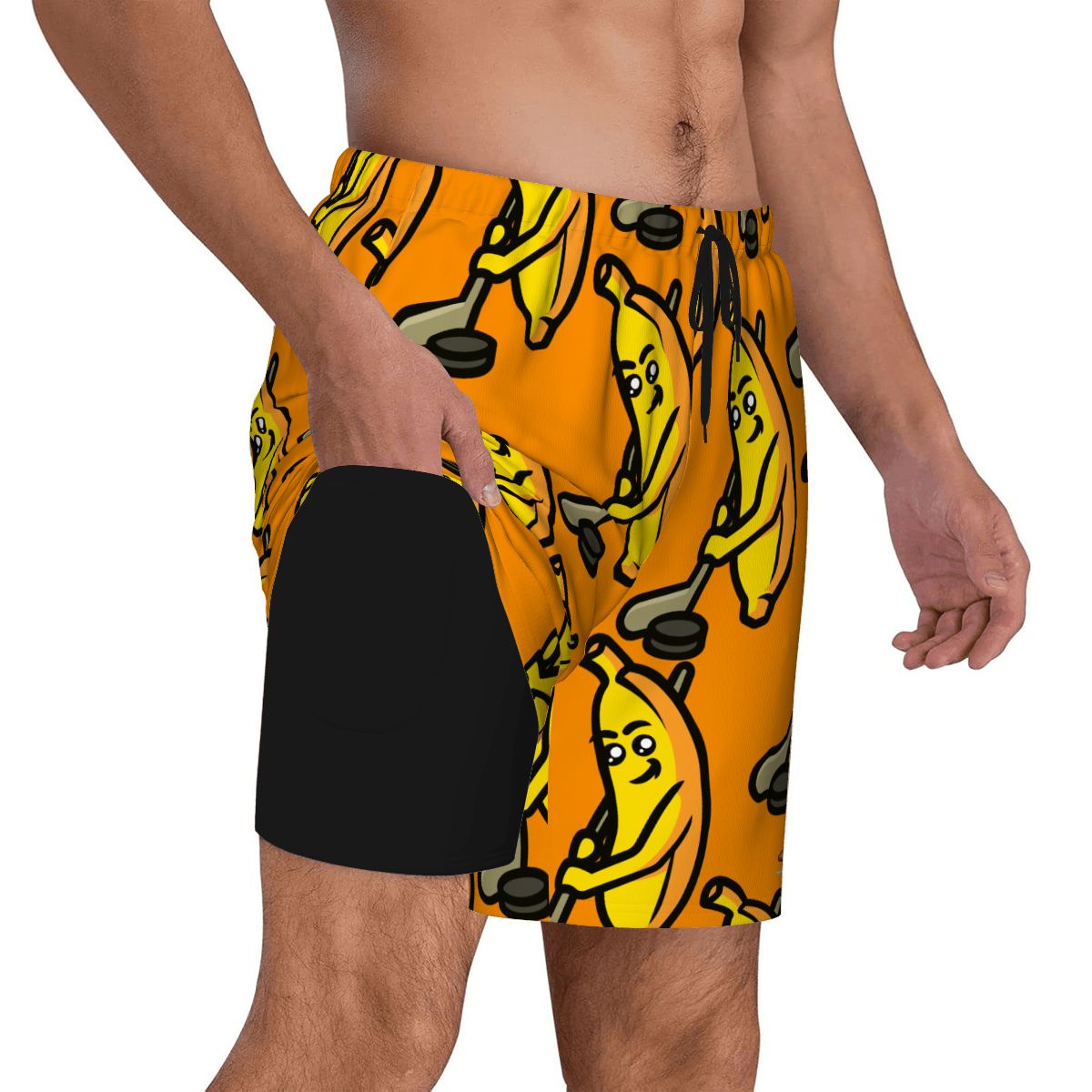 W2W Pro Mesh Hybrid Shorts - Bananas for Hockey Orange