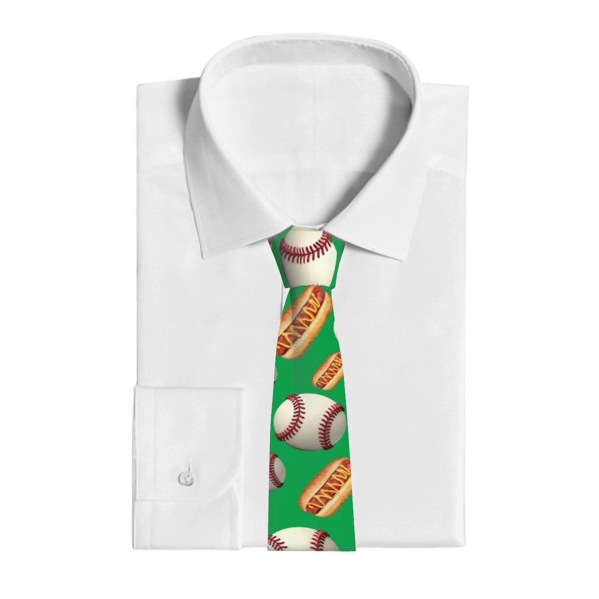 Game Day Tie - Baseballs and Hotdogs Classic Green