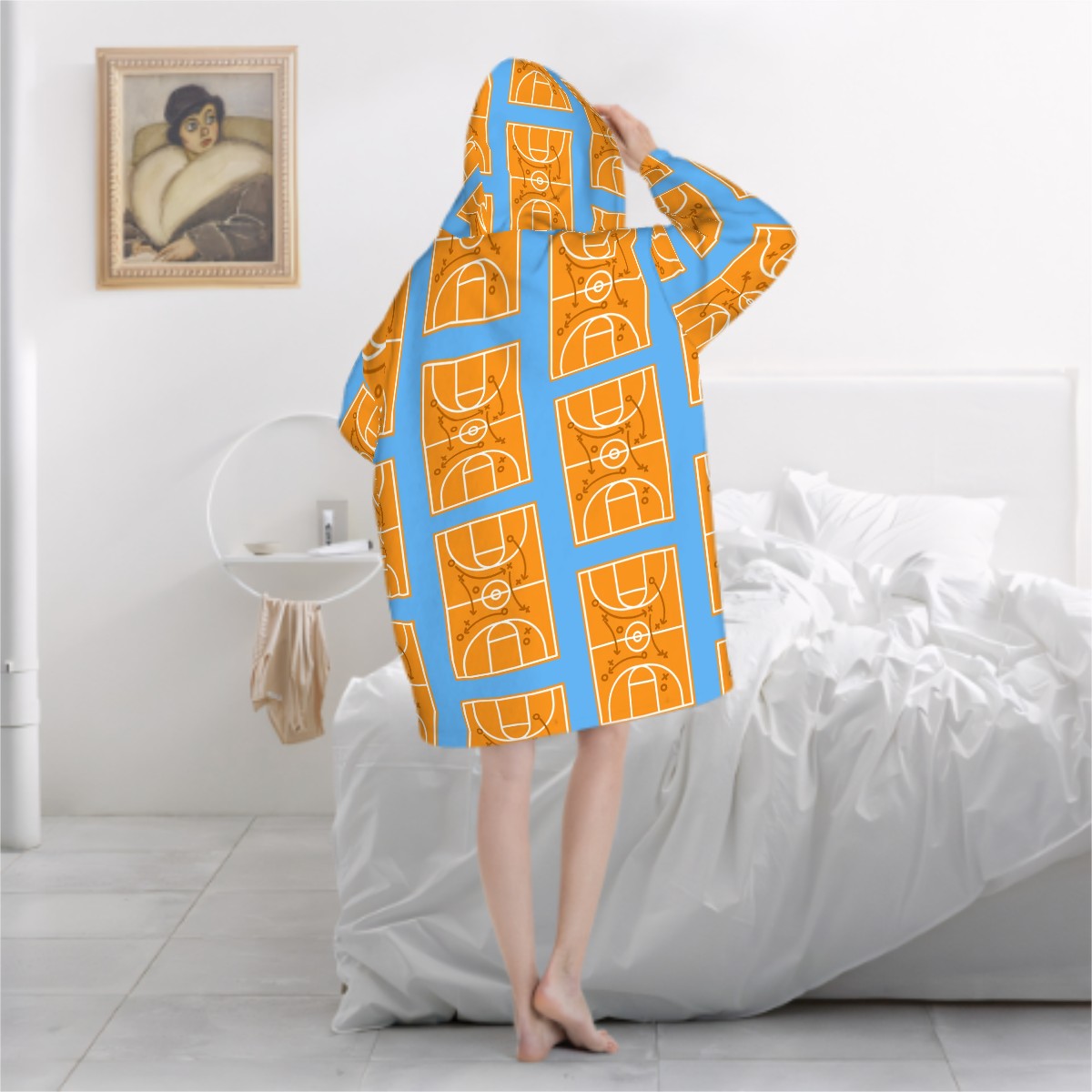 Adult Blanket Sweatshirt - Basketball Court Blue