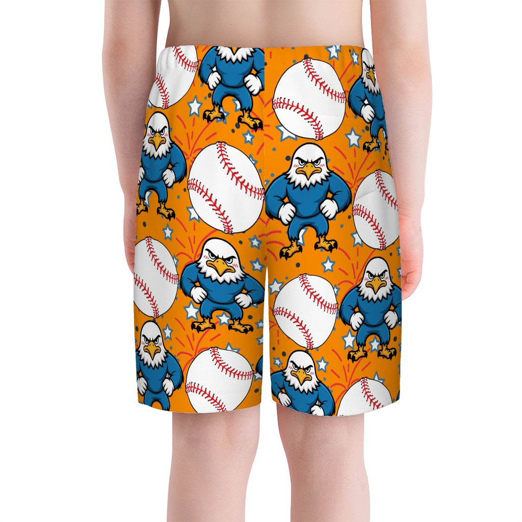 Youth Swim Shorts - Stars and Strikes Orange