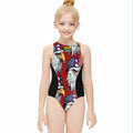 Girls One Piece Swimsuit - Eagles Fly Classic Red