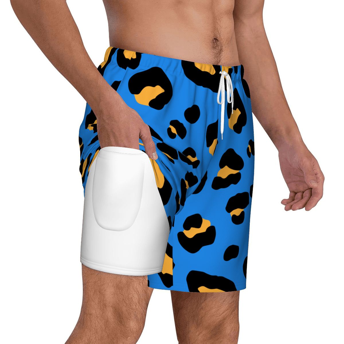 W2W Pro Mesh Hybrid Shorts - Drip Bench Leopard Dark Blue