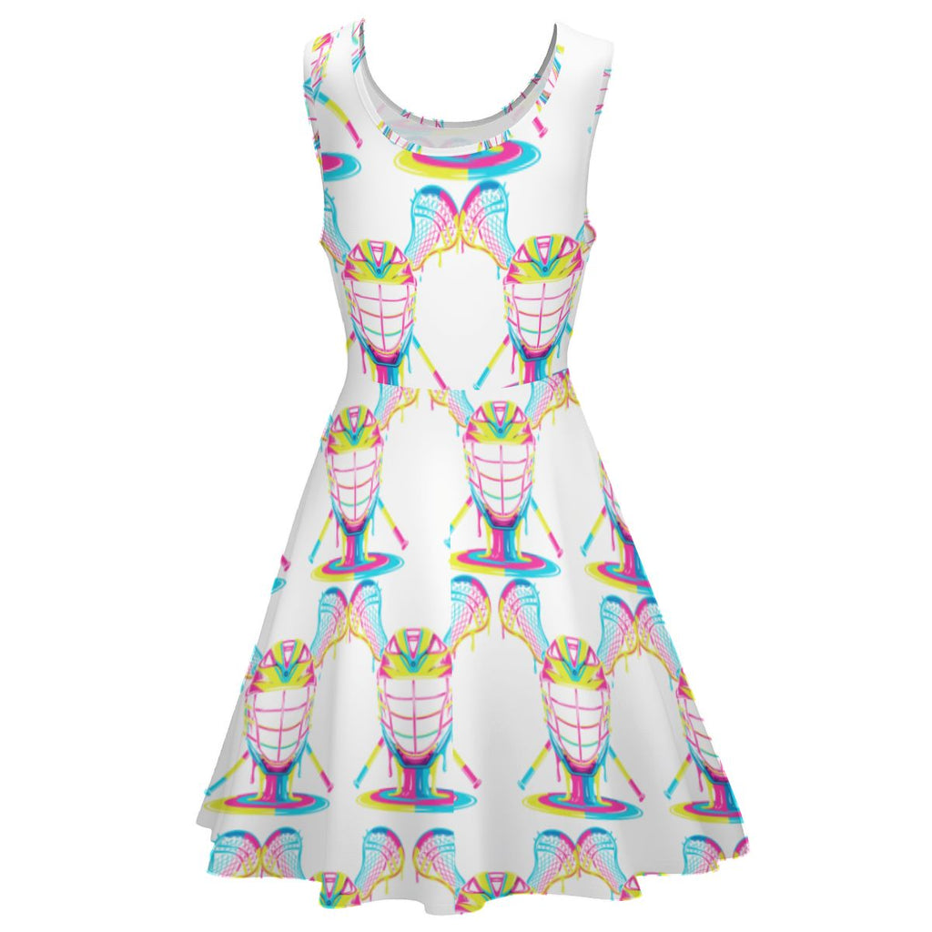 Women's Game Day Dress - Lacrosse Rainbow Drip White