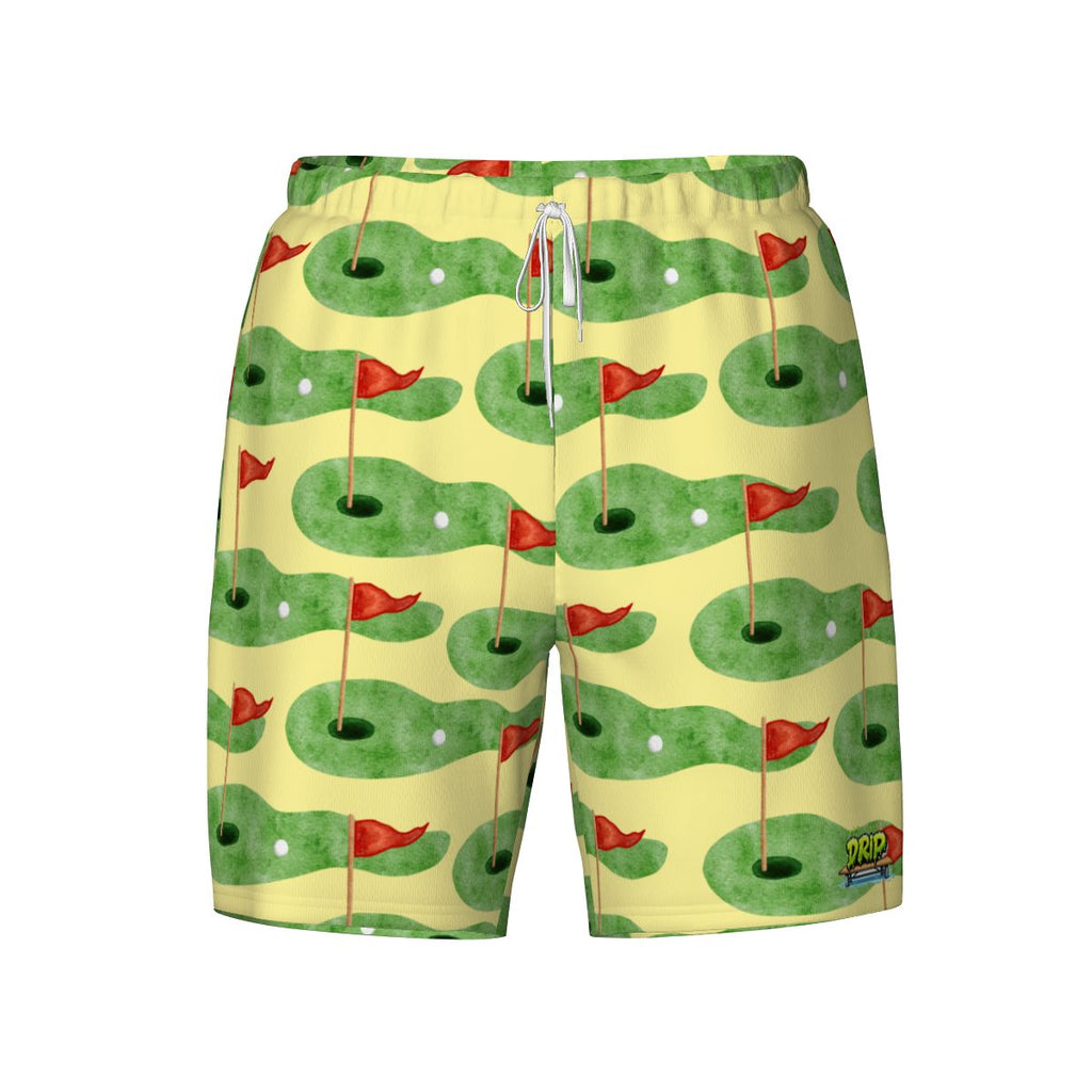 W2W Pro Mesh Hybrid Shorts - Green Hole Sketch Yellow