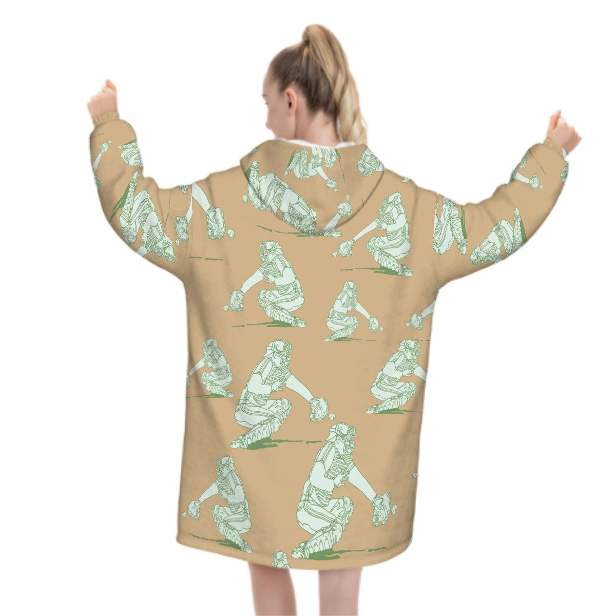 Adult Blanket Sweatshirt - Baseball Catcher Beige