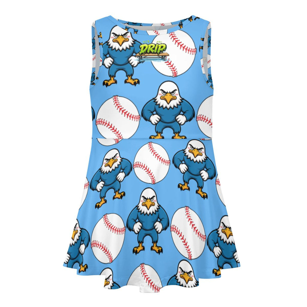 Girls Game Day Dress - Classic Baseball Blue