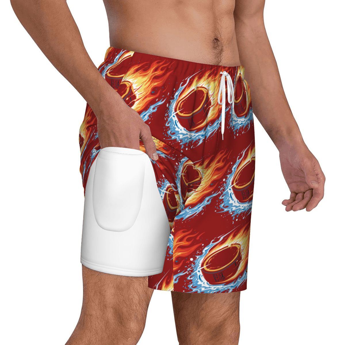 W2W Pro Mesh Hybrid Shorts - Flamin Hockey Pucks Classic Red