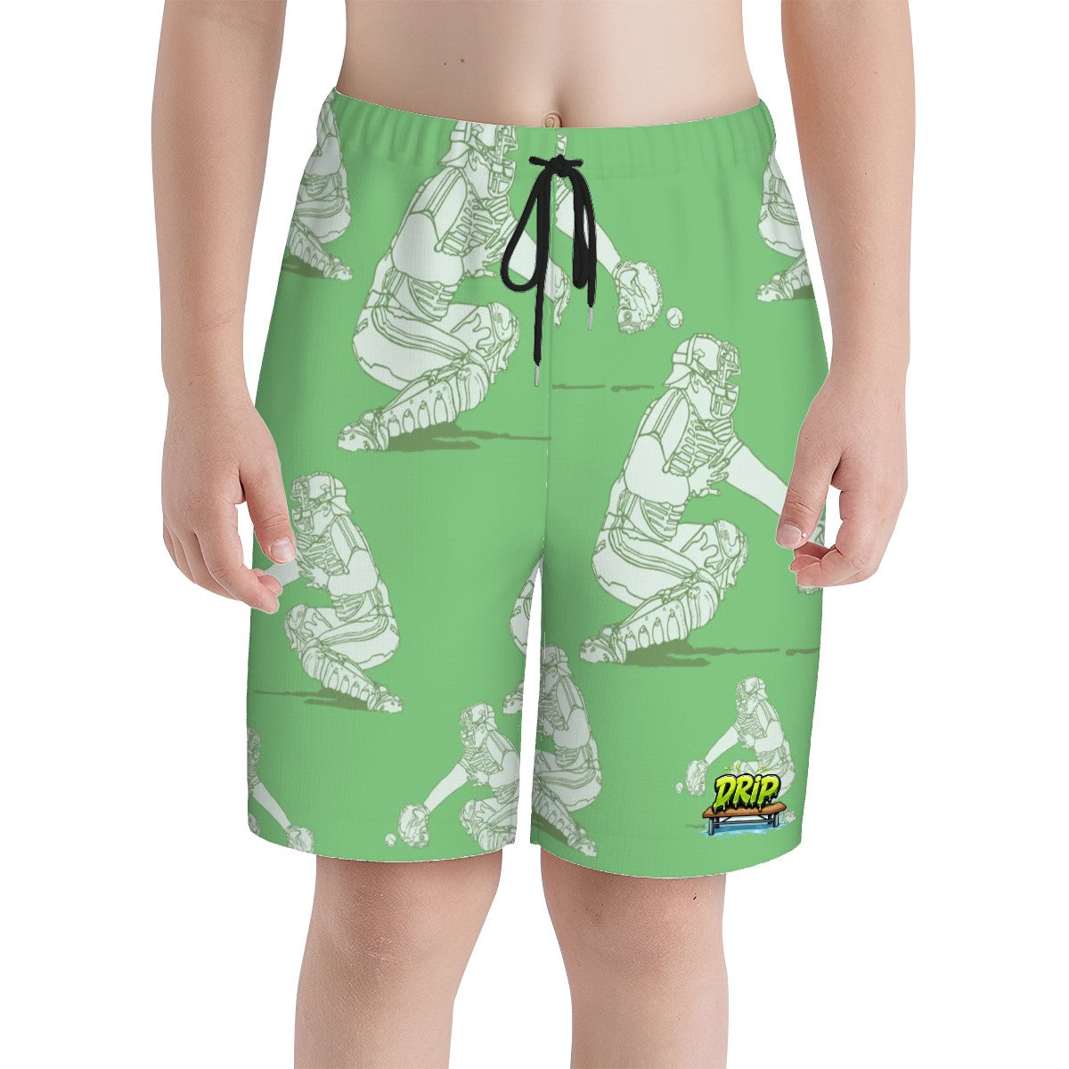 Youth Swim Shorts - Baseball Catcher Clove Green