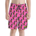 Youth Swim Shorts - Piney Snipes Pink
