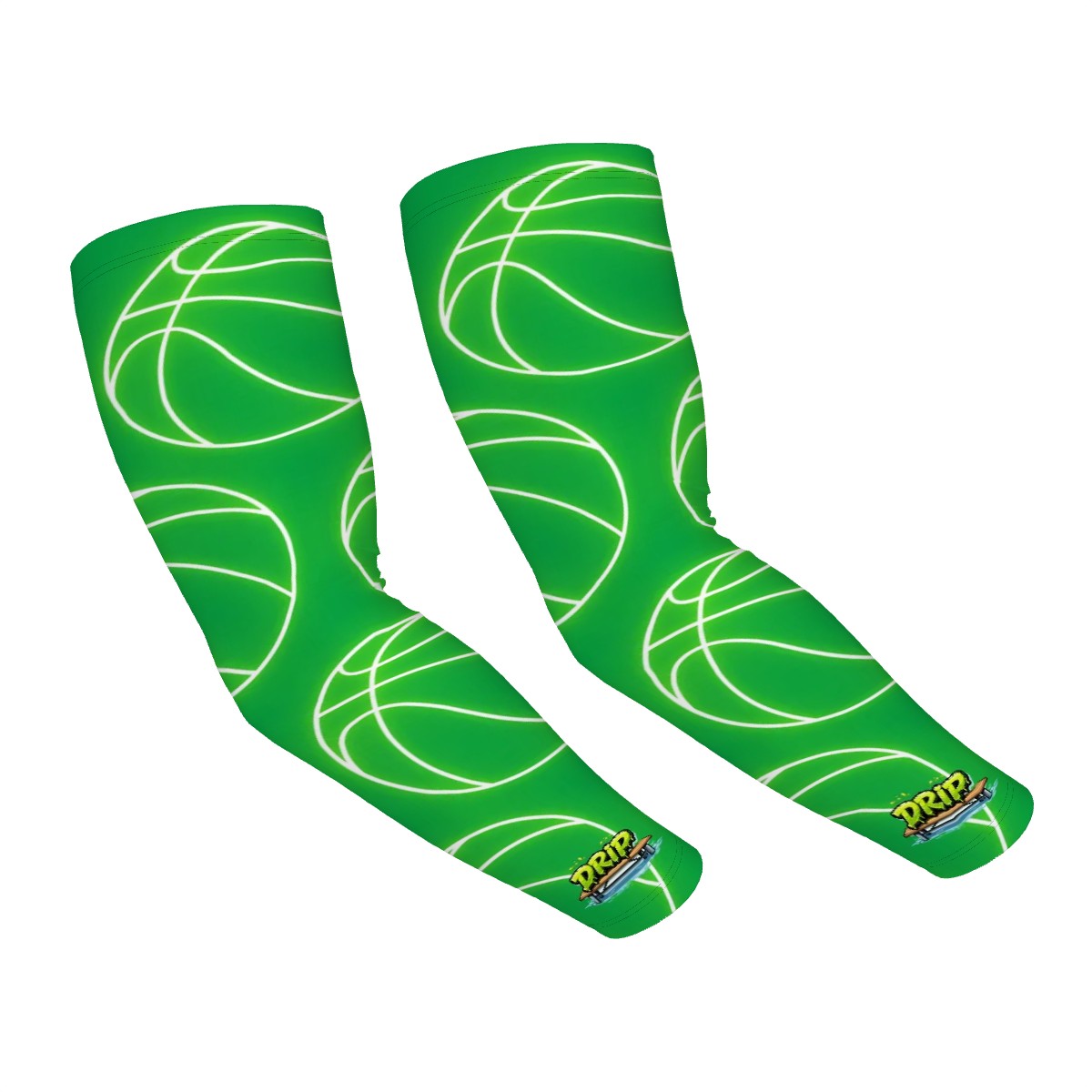 Drip Bench Performance Arm Sleeves - Basketball Neon Green