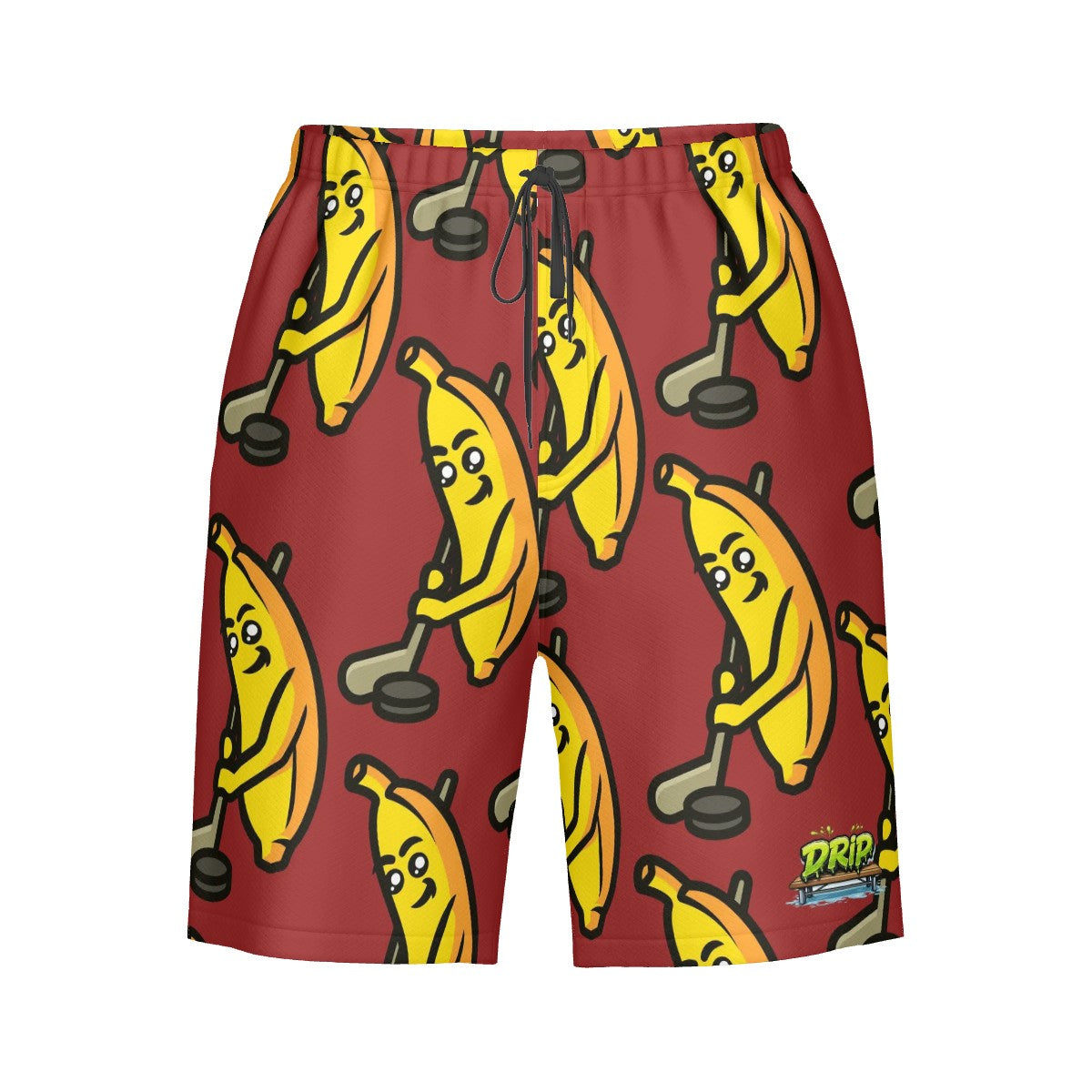 Men/Teen Swim Shorts- Bananas for Hockey Classic Red