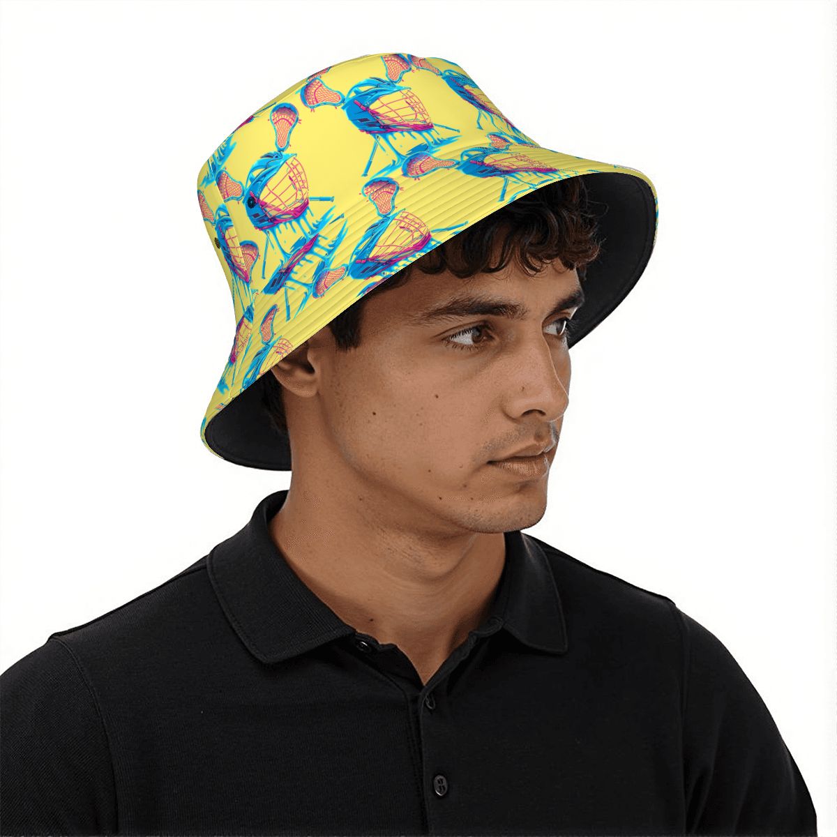 Drip Bucket Hat - Lacrosse Helmet Sticks Yellow