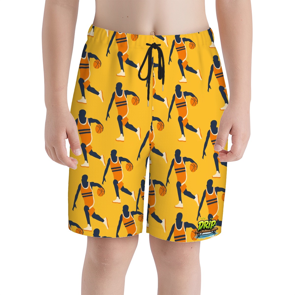 Youth Swim Shorts - Basketball Dribble Gold