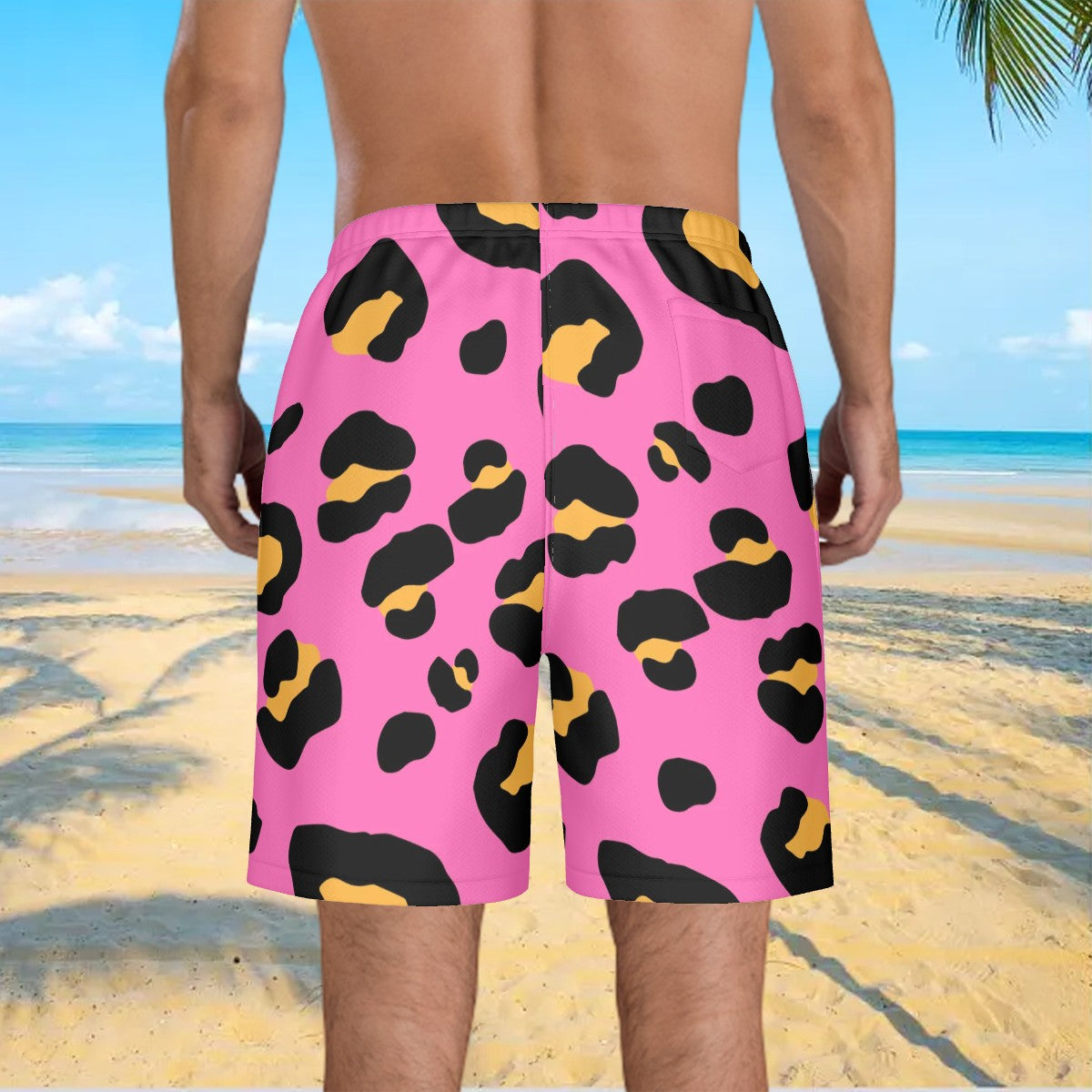 Men/Teen Swim Shorts - Drip Bench Leopard Hot Pink