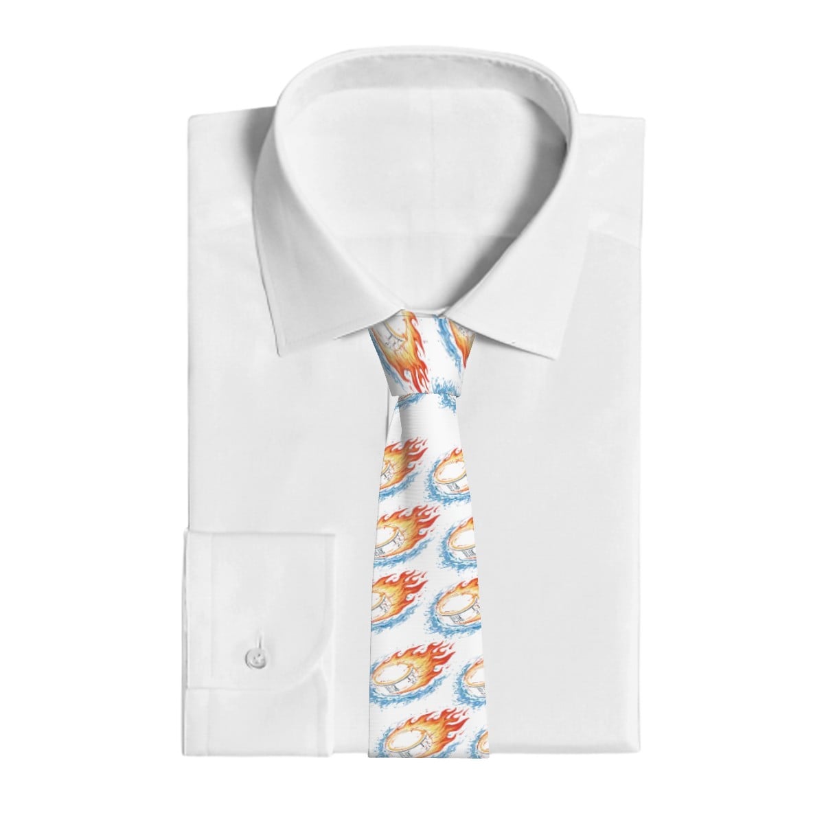 Game Day Ties - Flamin Hockey Pucks White