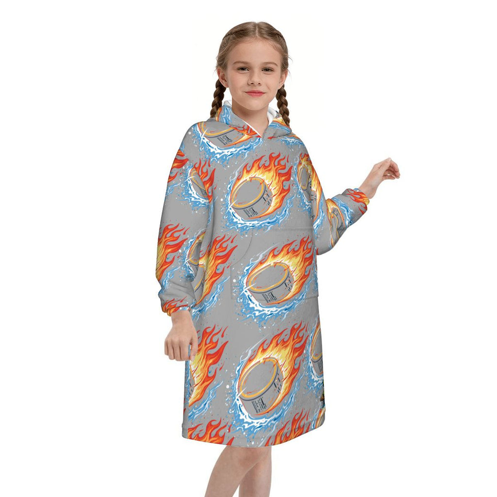 Youth Blanket Sweatshirt - Flamin Hockey Pucks Grey