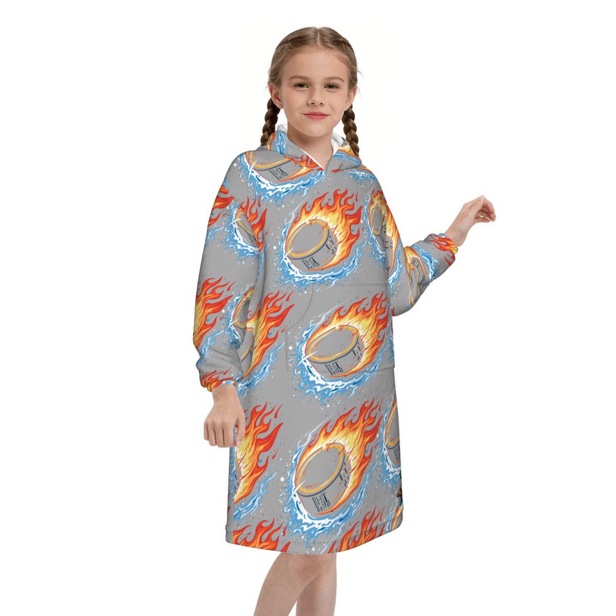 Youth Blanket Sweatshirt - Flamin Hockey Pucks Grey