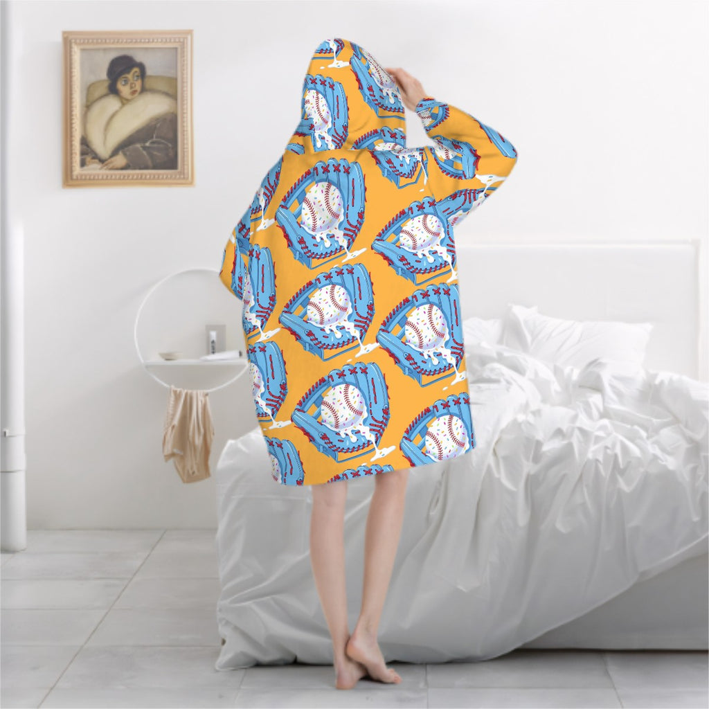 Adult Blanket Sweatshirt - Baseball Sprinkles Ice Cream Drip Orange