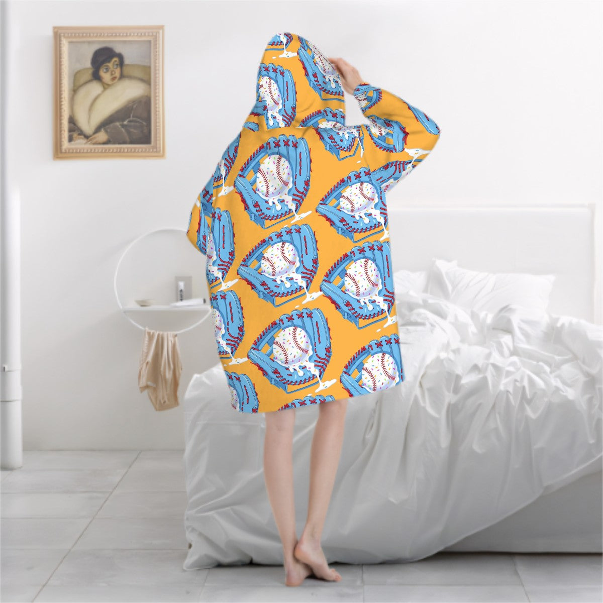 Adult Blanket Sweatshirt - Baseball Sprinkles Ice Cream Drip Orange
