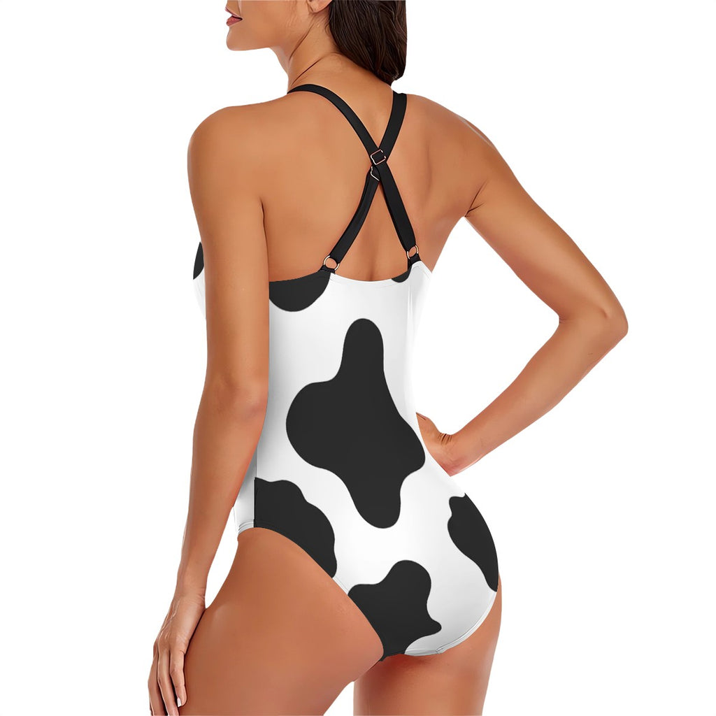 Cross-Back One Piece Swimsuit Women - Cow Tipping Drip