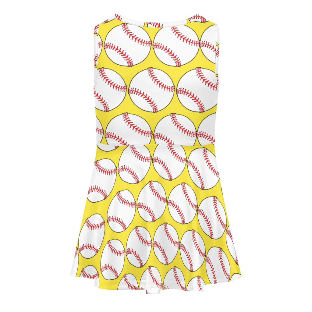 Girls Game Day Dress - Classic Baseball Yellow