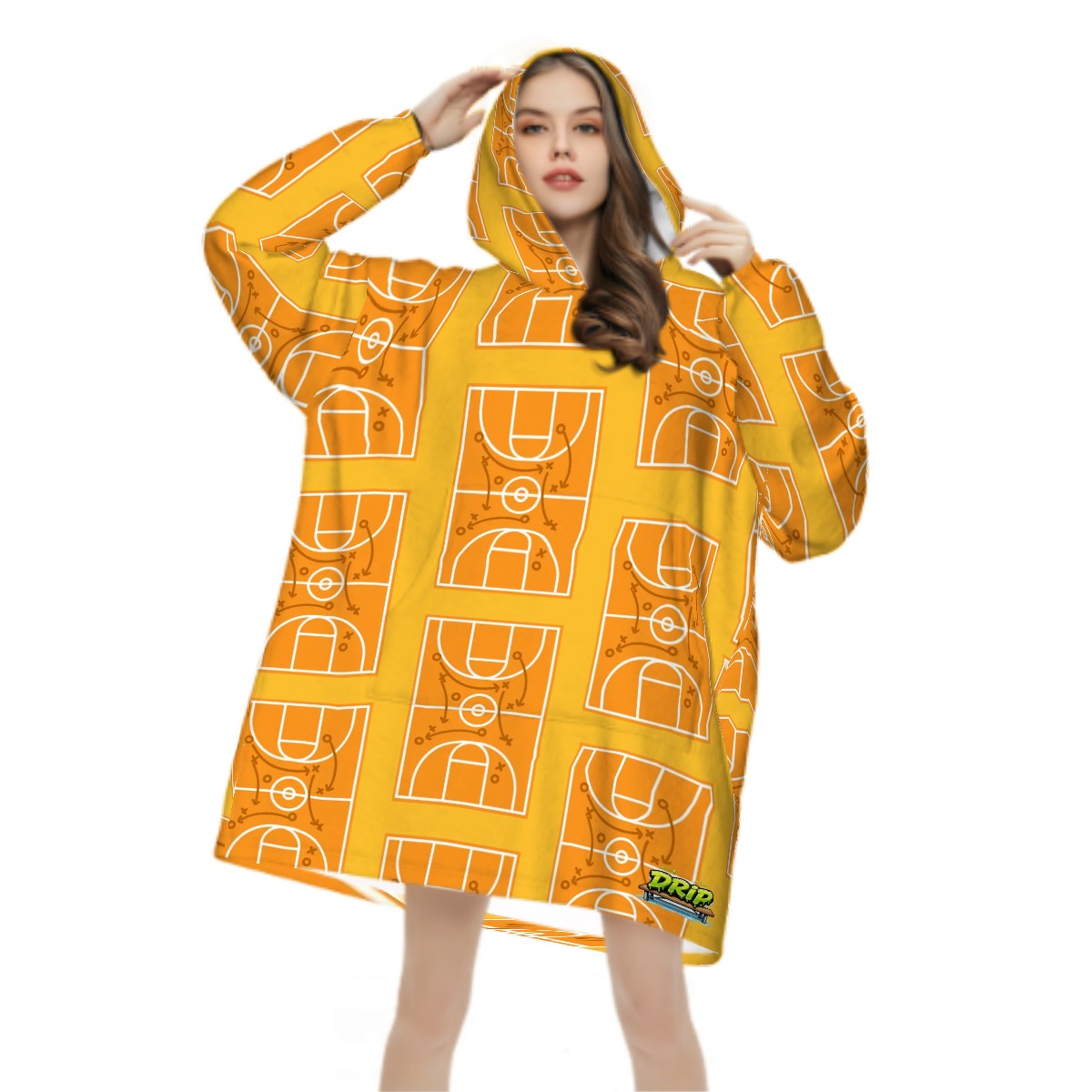 Adult Blanket Sweatshirt - Basketball Court Gold