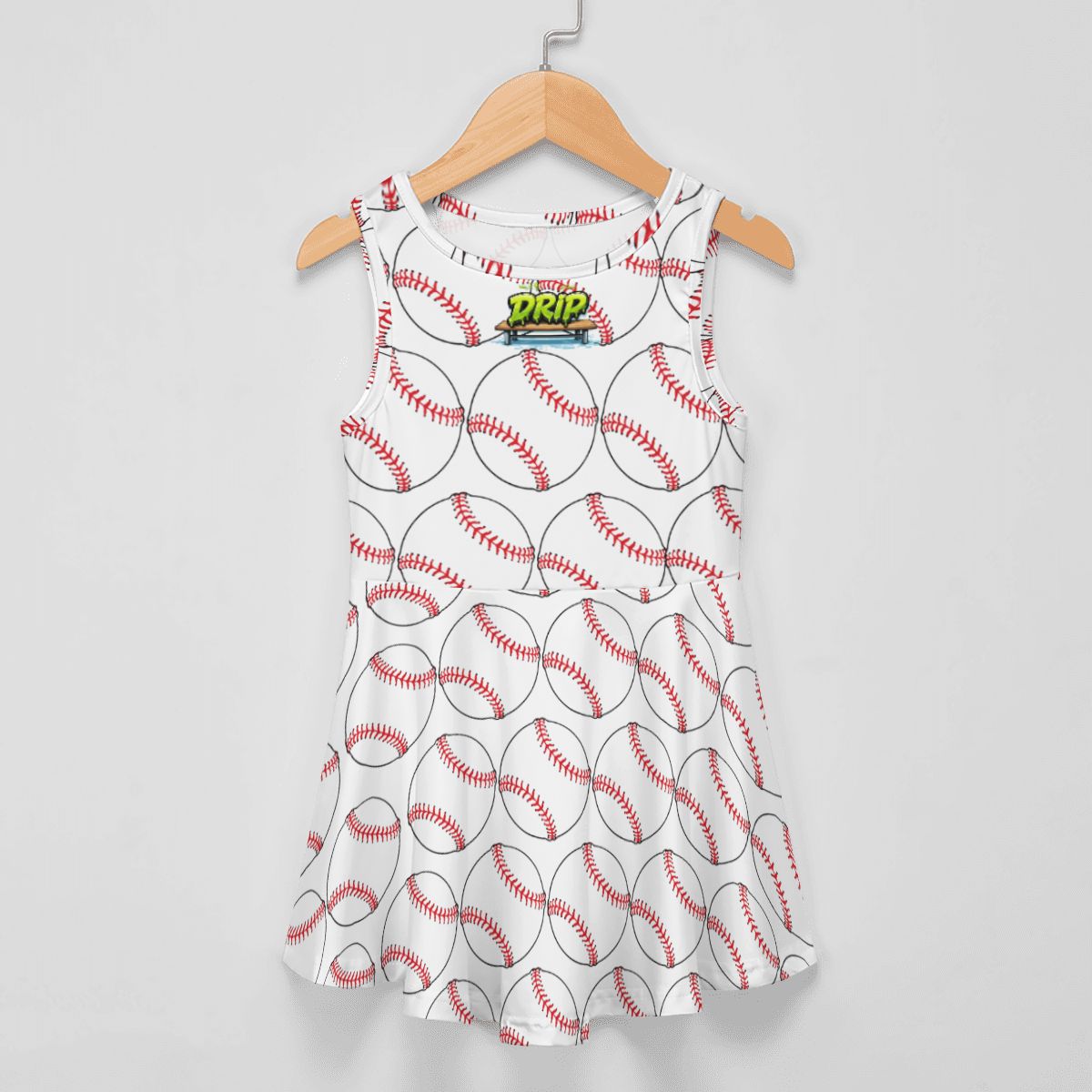 Girls Game Day Dress - Classic Baseball White