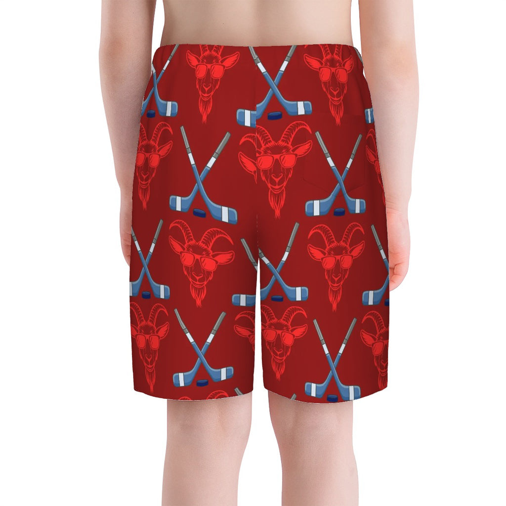 Youth Swim Shorts - Goated Hockey Classic Red