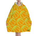 Adult Blanket Sweatshirt - Neon Basketballs Orange