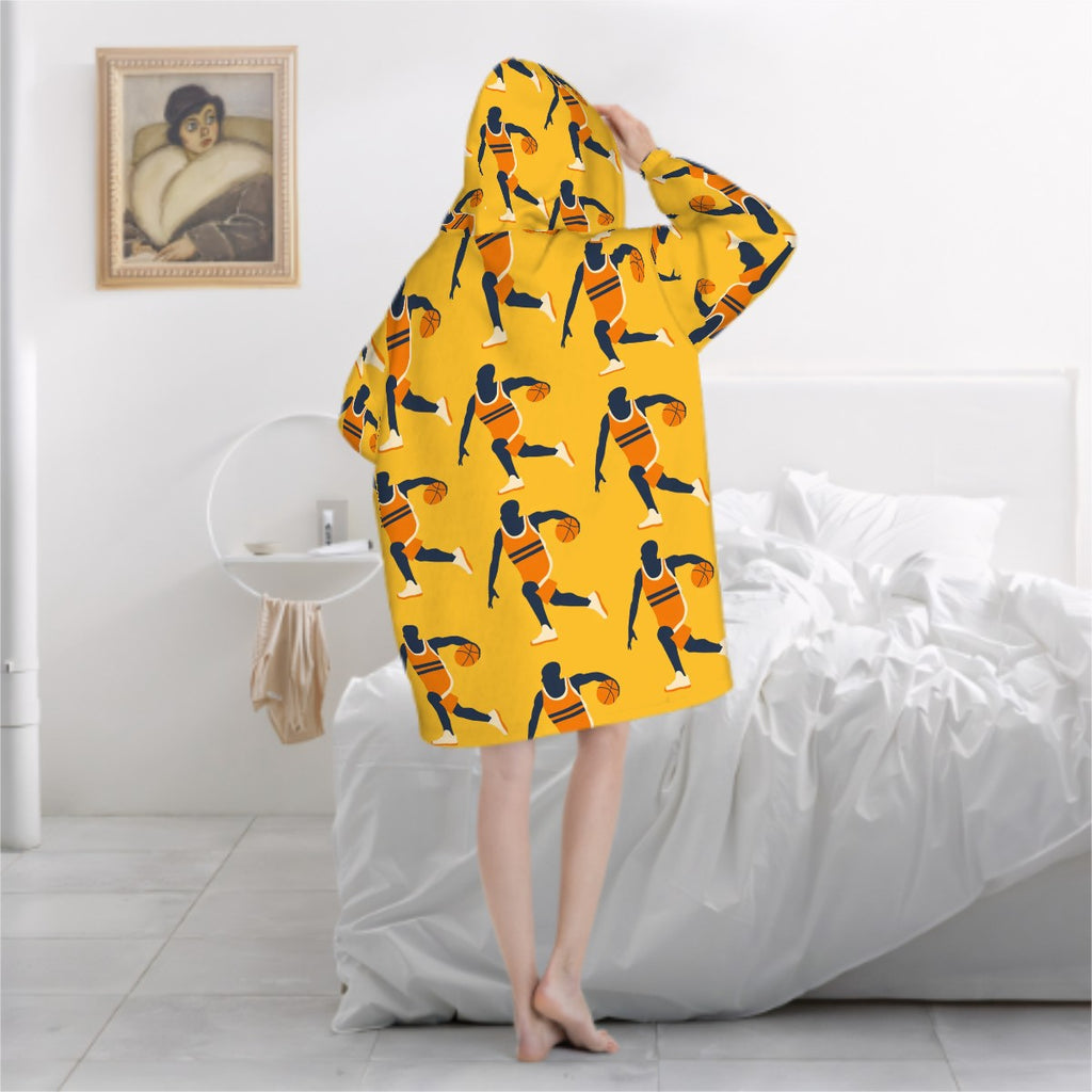 Adult Blanket Sweatshirt - Basketball Dribble Gold